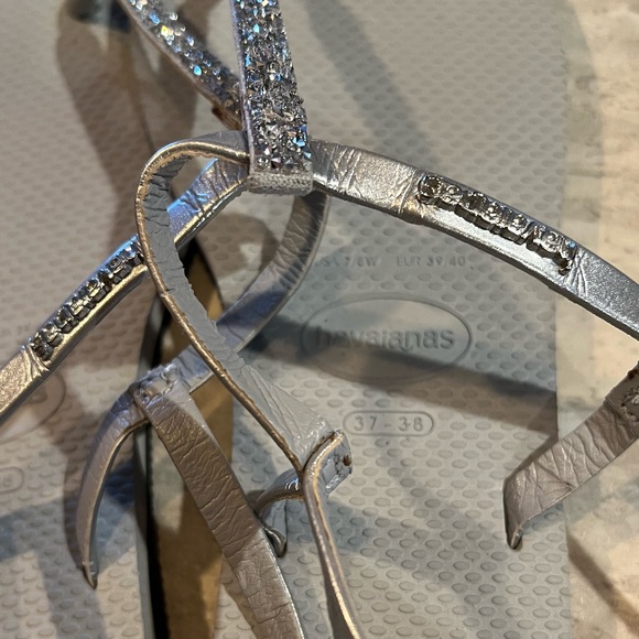 Havaianas Riviera Womens Swarovski Crystal T-Strap Thing Sandal size 37/38 - 7/8 - Picture 3 of 4